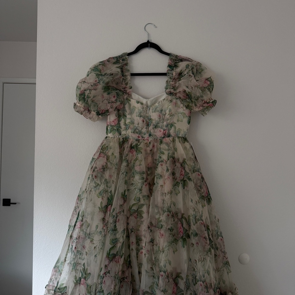 Selkie The Ritz Dress in Garden Roses – Romantic Puff Sleeve Gown M - Picture 9 of 10